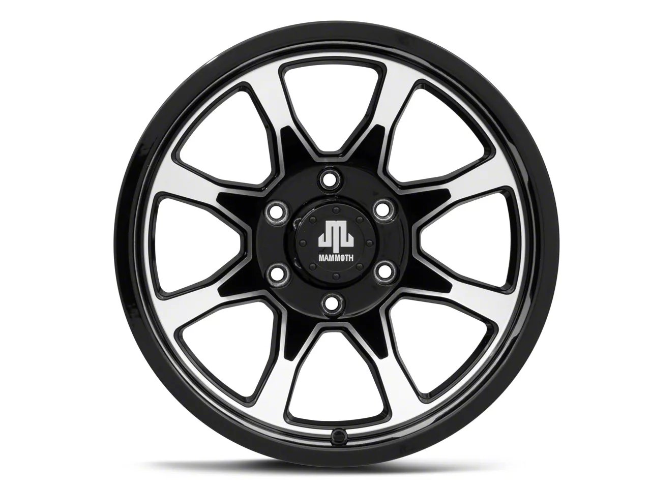 Mammoth F8 Gloss Black Machined 6-Lug Wheel; 17x9; 0mm Offset (15-20 F-150)